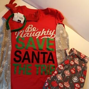 New Christmas shirt ankle leggings antler headband